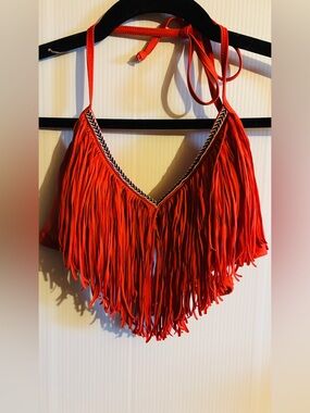 South beach fringe bikini top size 6